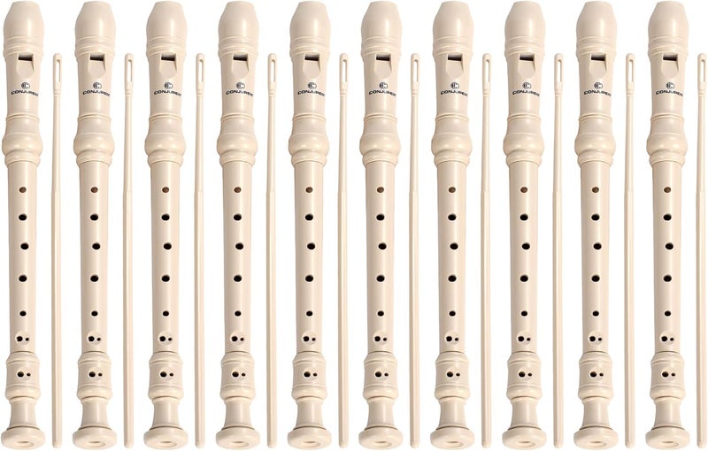 CONJURER 10Pc Soprano Recorder Instrument for Kids Student - German Fingering 8 Hole Flute ABS Descant Recorders for Beginners with Cleaning Rod and Bag for Kids over 3 Years Old - Image 1